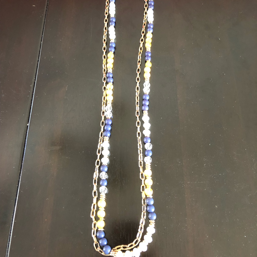 Navy/Gold/Yellow Long Necklace